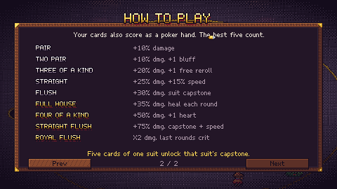 How to Play: the poker hands and what they give you.